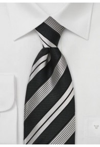 Stilsicher gestreifte Clip-Krawatte in Schwarz und Silber