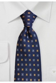 Krawatte nachtblau Blümchenmuster
