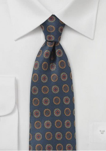 Krawatte traditionsreiches Emblem-Pattern dunkelblau