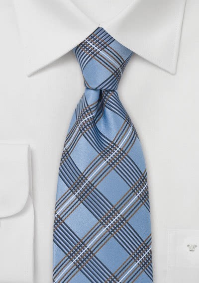 Kinder-Krawatte Glencheck blau kupfer