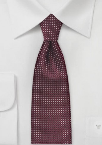 Schmale Krawatte strukturiert bordeaux fast metallartig