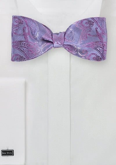 Paisleymuster-Selbstbinderfliege violett magenta