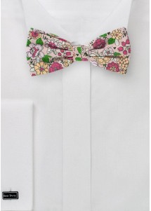Fliege mit Blumen Baumwolle Blüten Rosa Beige