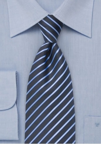 Streifenmuster-Krawatte für Kinder dunkelblau taubenblau