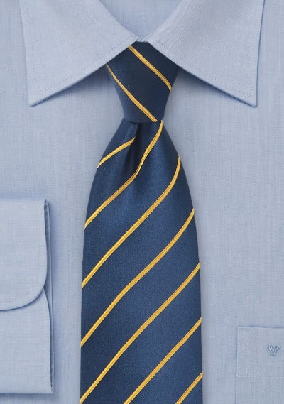 Businesskrawatte Business-Streifen gelb marineblau