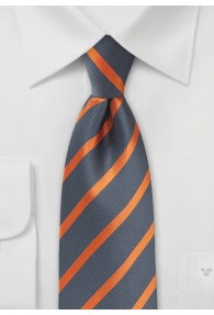 Krawatte Streifendesign anthrazit orange
