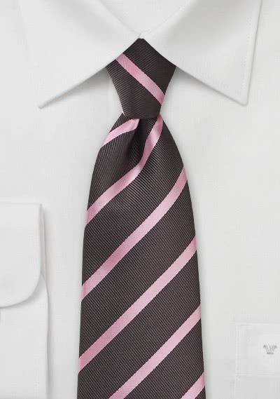 Krawatte Streifendessin kaffeebraun rosa