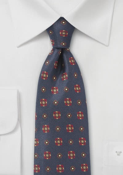 Blümchenmuster-Krawatte traditionell navy