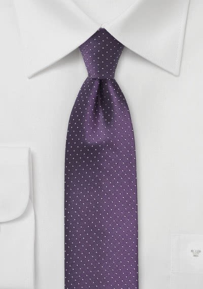 Krawatte schmal Punkt-Dessin lila silber