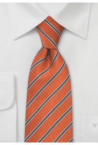 XXL-Businesskrawatte Streifen-Dekor orange schwarz