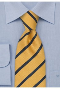 XXL-Businesskrawatte Linien-Pattern gelb dunkelblau
