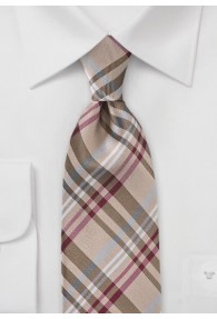 Modische XXL-Krawatte ungewöhnliches Glencheckdesign sandfarben