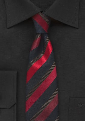 Krawatte schmal Streifen schwarz rot