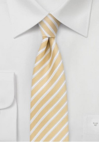 Krawatte schlank  Streifen goldgelb weiß