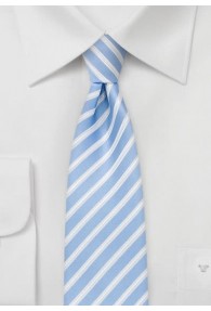 Krawatte schlank  Streifen hellblau weiß