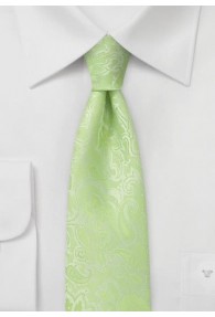 Schmale Krawatte hellgrün Rankenmuster
