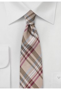 Modische schmale Krawatte ungewöhnliches Glencheckdesign sandfarben