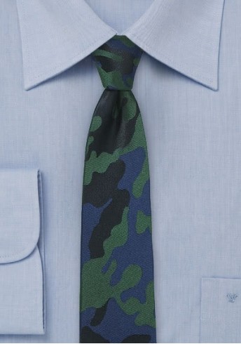 Camouflage-Kravatte dunkelgrün royalblau Camouflage-Kravatte dunkelgrün royalblau
