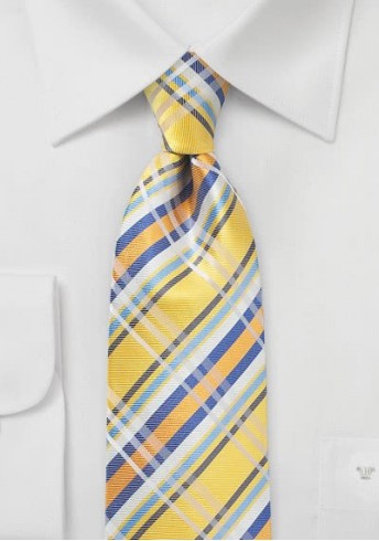 Krawatte topmodisches Schottenkaro gelb