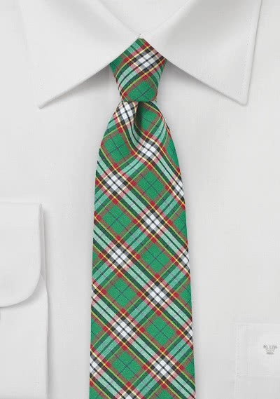 Baumwoll-Krawatte grün rautiert
