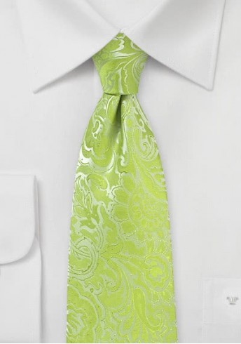 Krawatte hellgrün Rankenmuster