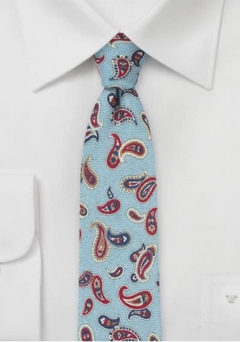 Modische Krawatte Paisley-Muster hellblau