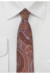 Schmale Krawatte Paisley-Motiv rot