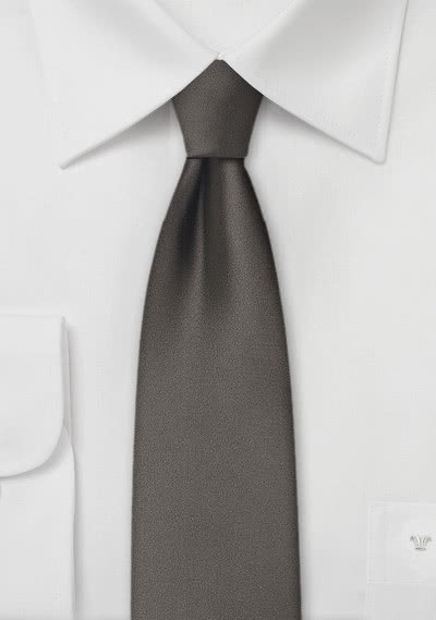 Krawatte schmal geformt unifarben mittelbraun