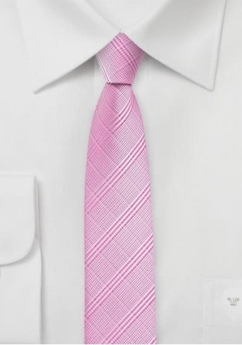 Krawatte schmal Karo-Oberfläche pink