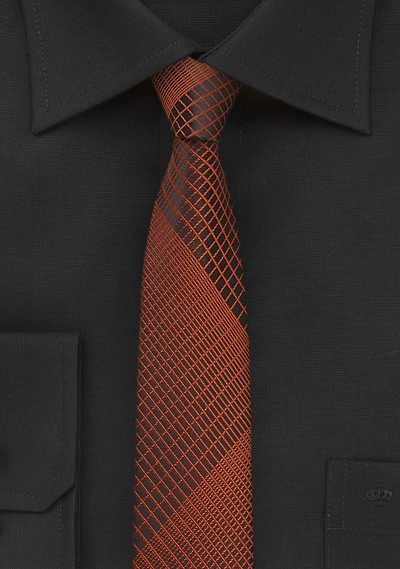 Krawatte schlank  lineares Dekor rostrot