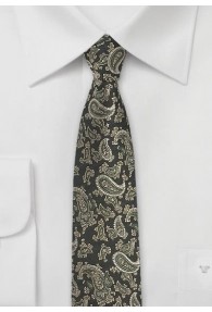 Paisleymotiv-Krawatte schwarz sandfarben