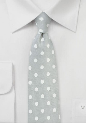 Krawatte grob gepunktet silber weiß