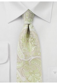 Krawatte Paisley-Muster blassgrün perlweiß