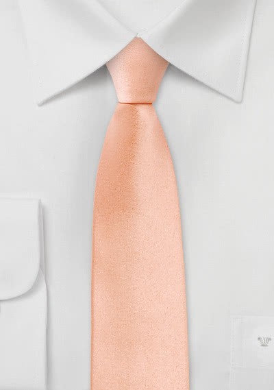 Krawatte schmal monochrom lachsfarben Satinglanz