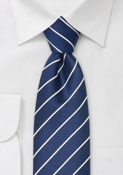 Clip-Krawatte Streifenmuster navy perlweiß