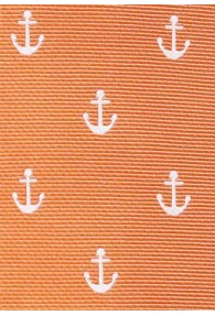 Herrenkrawatte schlank Anker-Pattern orange