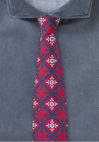 Moderne mittelrote Krawatte mit Talavera-Dessin