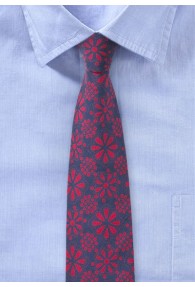 Navy Baumwoll-Krawatte mit Blumen-Druck