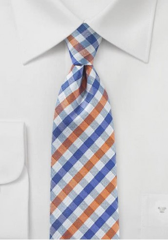 Krawatte Vichy-Karo ultramarin orange Krawatte Vichy-Karo ultramarin orange