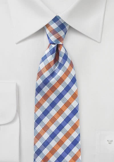 Krawatte Vichy-Karo ultramarin orange