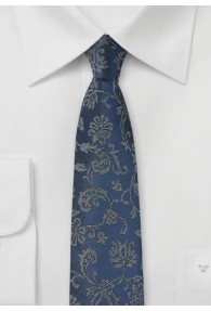 Blumenmotiv-Krawatte marineblau