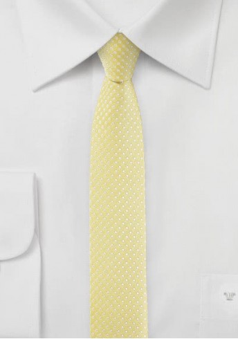 Krawatte schmal geformt  pastellgelb getupft