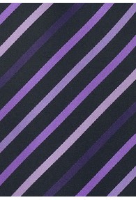 Kravatte schmal Streifen nachtschwarz violett