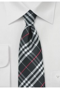 XXL-Krawatte Karo-Muster schwarz schneeweiß