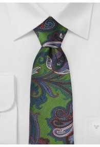Krawatte Paisleymotiv braungrün