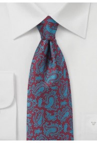 Krawatte bordeaux dunkeltürkis Paisley-Motiv