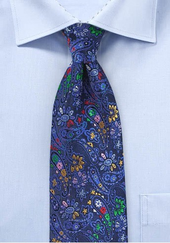 Krawatte Blumen-Dekor royalblau