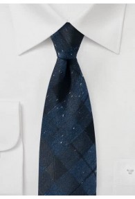 Herrenkrawatte Karo-Muster nachtblau mit Baumwolle