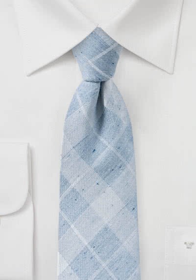 Krawatte Schottenkaro himmelblau mit Baumwolle