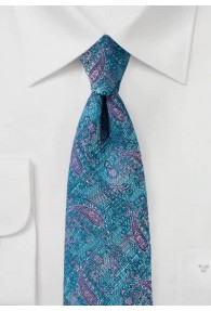 Krawatte marmoriert Paisley türkisblau